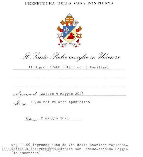 Italo Leali incontrerà papa Leone - L'invito