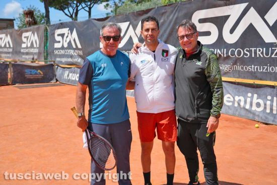 Viterbo - Emilio Sánchez, Fausto Barili, presidente del Tennis Club Viterbo e Paolo Ricci, direttore tecnico del Tennis Club Viterbo