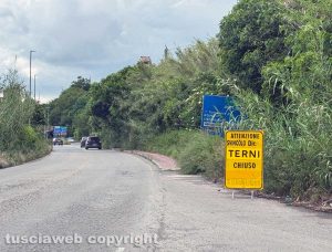 Viterbo - Svincolo chiuso in strada Terme, direzione Orte