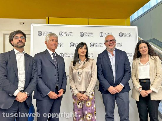 La visita del ministro dello Sport Andrea Abodi al PalaUnitus - Daniele Sabatini, Tiziana Laureti, Mauro Rotelli e Antonella Sberna