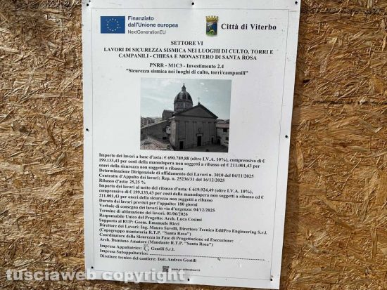 Viterbo - Lavori iniziati alla chiesa di Santa Rosa