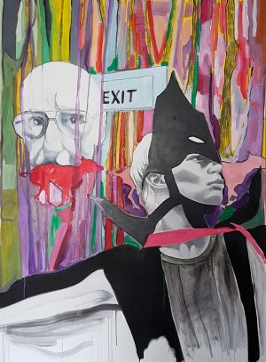 Una delle opere esposta all'Unitus - Lidia Bachis W.S.-Burroughs, la bambina e il giocoArtist