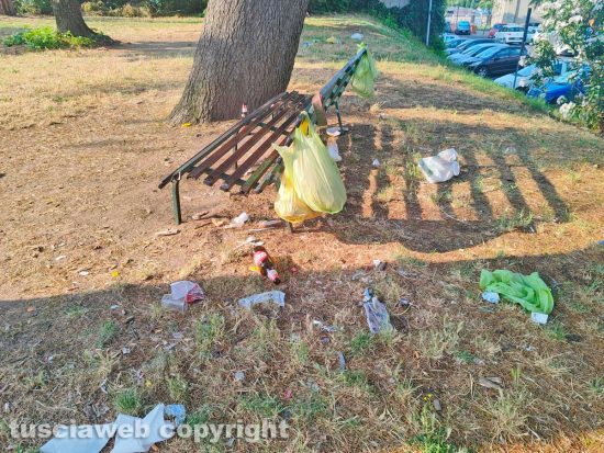 Viterbo - Rifiuti ai giardinetti di Porta romana in via Diaz