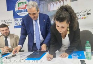 Viterbo - La conferenza stampa Patto civici - Forza Italia - Alessandro Romoli, Maurizio Gasparri e Chiara Frontini