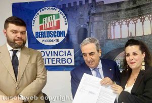 Viterbo - La conferenza stampa Patto civici - Forza Italia - Alessandro Romoli, Maurizio Gasparri e Chiara Frontini