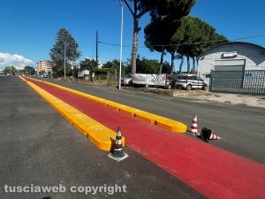 Viterbo - La pista ciclabile in via De Lellis