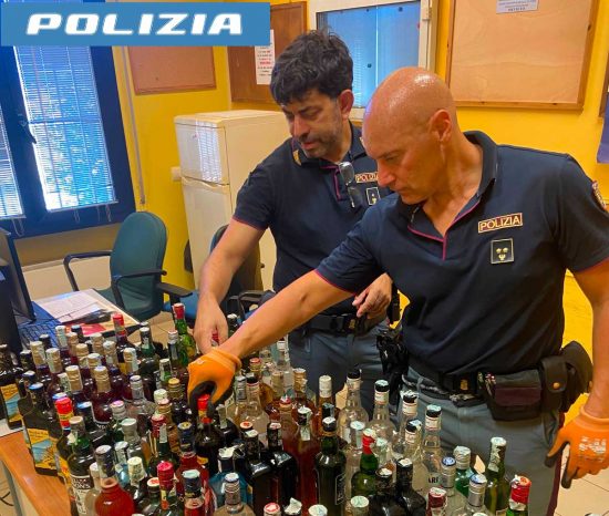 Orvieto - Sequestro di 123 bottiglie di liquori