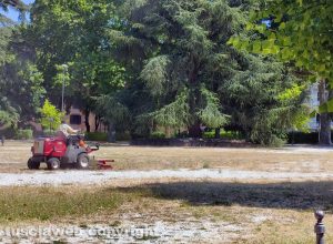 Viterbo - Lo sfalcio dell'erba secca a pratogiardino Lucio Battisti