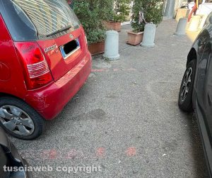 Viterbo - Strisce rosa sbiadite davanti al consultorio