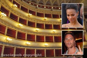 Viterbo - Teatro dell'Unione - Nei riquadri Zoe Saldana e Matthew McConaughey