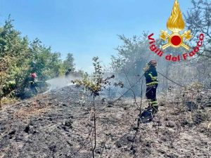 Vigili del fuoco - Intervento per un incendio di sterpaglie