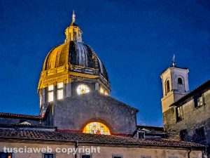 Viterbo - Chiesa di Santa Rosa, per la prima volta si accendono le finestre della cupola