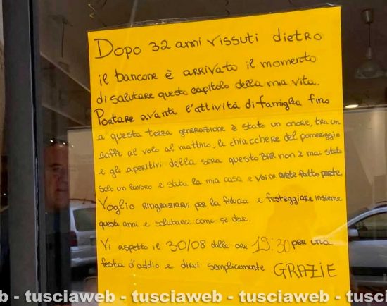 Carbognano – Dopo 32 anni dietro il bancone, Erica Lipperi chiude il bar di famiglia