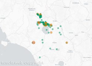 Tuscia - La mappa dei terremoti