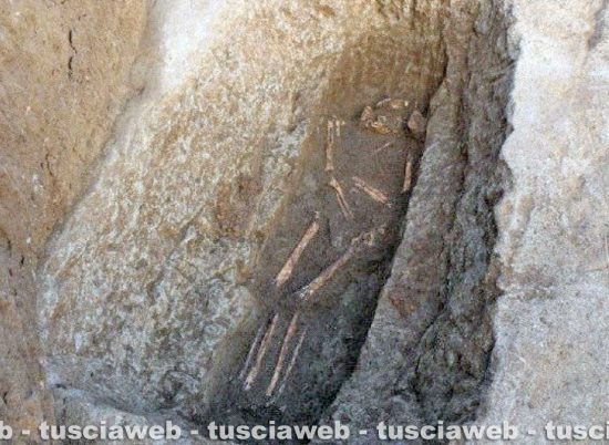Necropoli del Casalaccio - Resti scheletrici nella tomba 7, dopo la rimozione della copertura