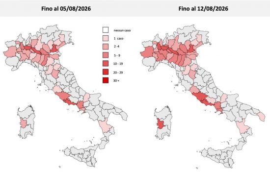 West Nile virus - Raffronto fra i casi al 5 agosto e quelli al 12 agosto