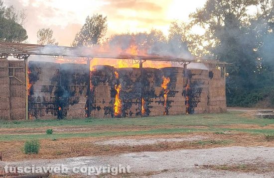 Gallese, in fiamme un capannone con 2mila quintali di fieno