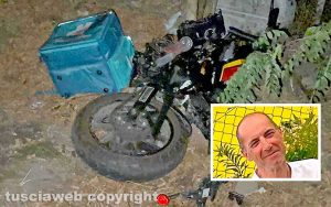 Frontale tra moto sulla Cassia sud - La Royal Enfield de 21enne gravemente ferito - Nel riquadro Luigi Campana