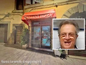 Viterbo - La pizzeria di via Cairoli - Nel riquadro Roberto Baldini detto Giggi