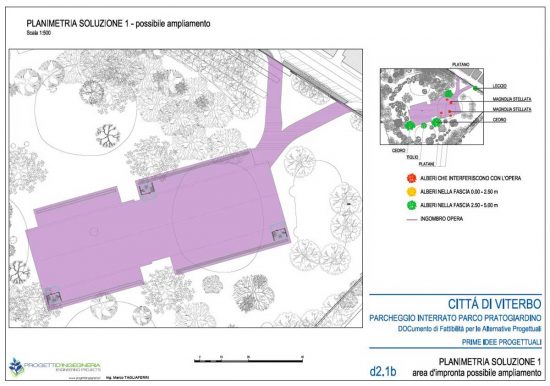 Viterbo - La planimetria del nuovo parcheggio interrato di pratogiardino Lucio Battisti