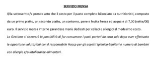 Viterbo - Trasferimento alunni dalla Quercia al Ragonesi - La comunicazione della mensa (Clicca sull'immagine per ingrandire)