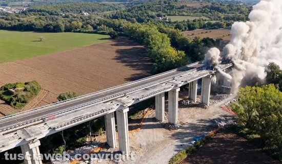 Orte - Viadotto Tevere, demolite le prime 13 campate
