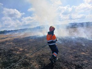 Incendio di sterpaglie a Tarquinia - Aeopc sul posto