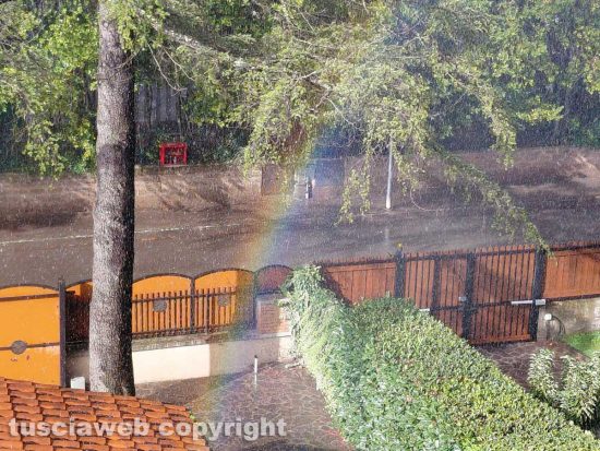 Un arcobaleno in un giardino