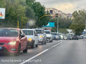 Viterbo – Tangenziale ovest traffico in tilt