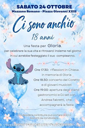 Mazzano Romano – “Ci sono anch’io”, una festa per ricordare Gloria 